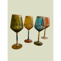 Handbeschilderde wijnglazen 4 stuks