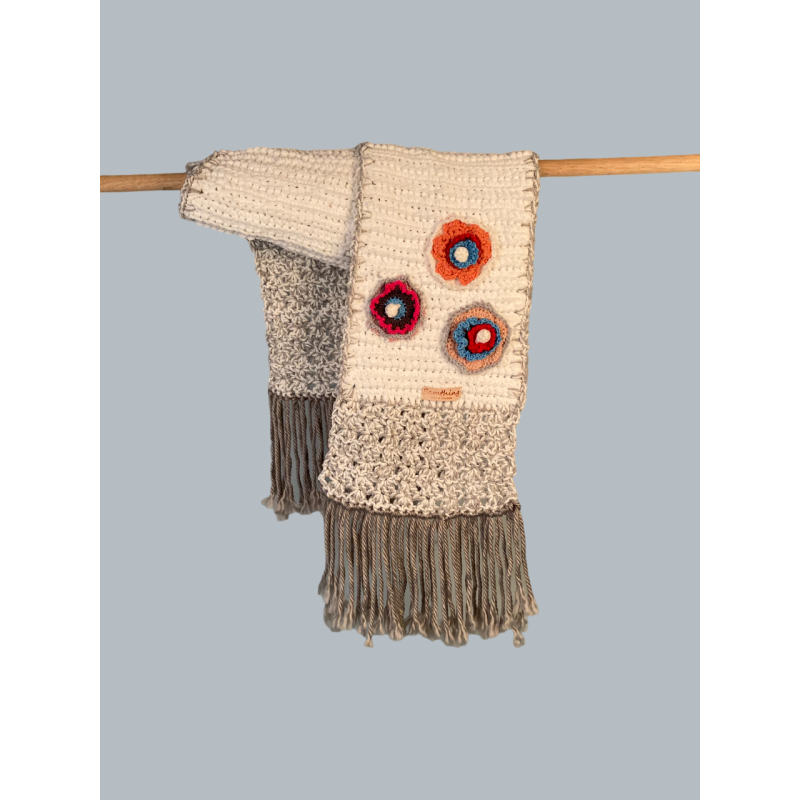 Sjaal wit met bloemen