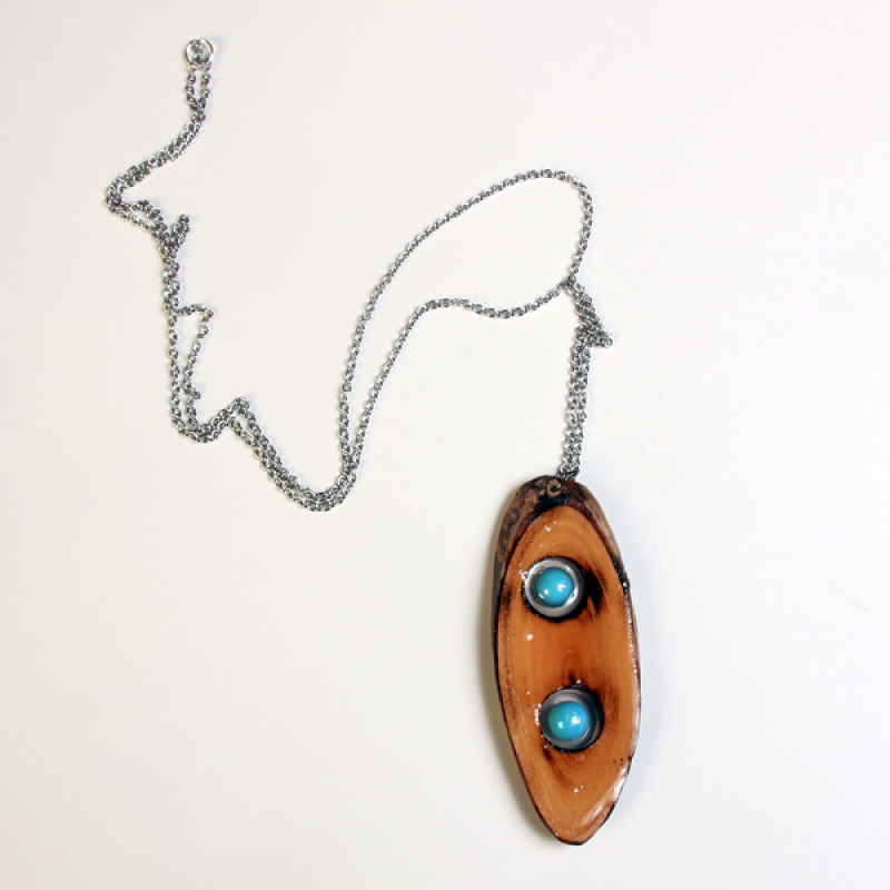 Halsketting Boomstam pendule zilverkleur