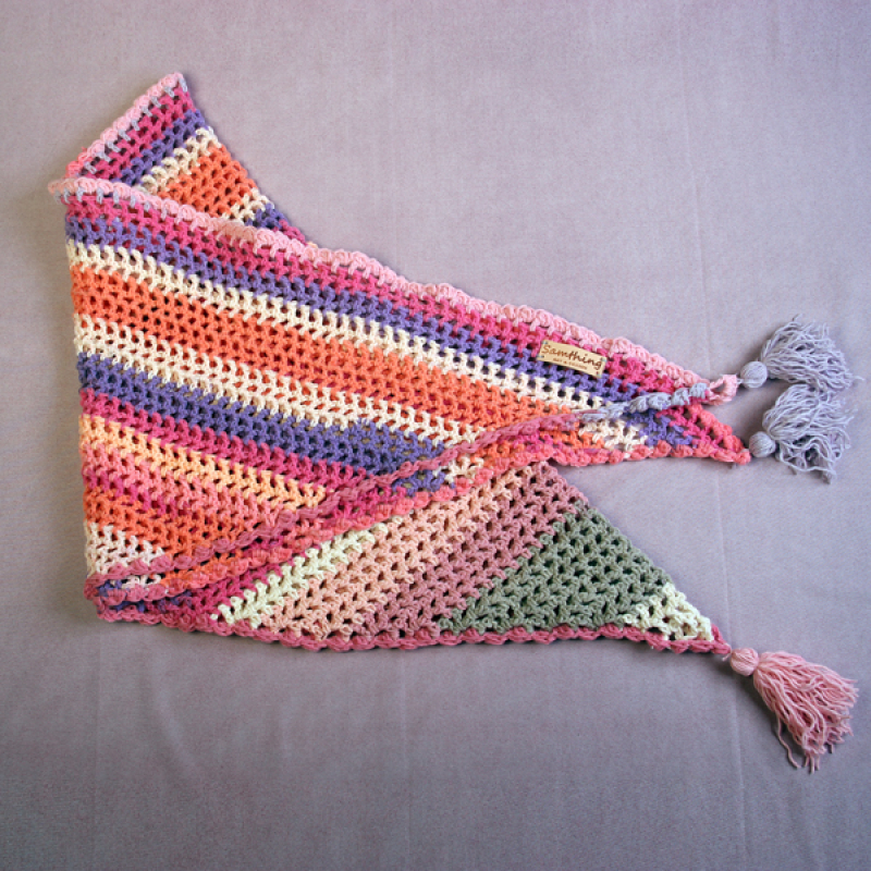 Omslagdoek Roze multi gehaakt