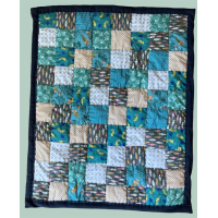 Babydeken quilt Pink Blue Ocre