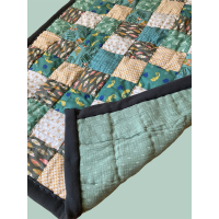 Babydeken quilt Pink Blue Ocre