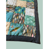 Babydeken quilt Pink Blue Ocre