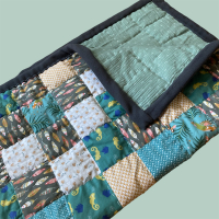Babydeken quilt Pink Blue Ocre