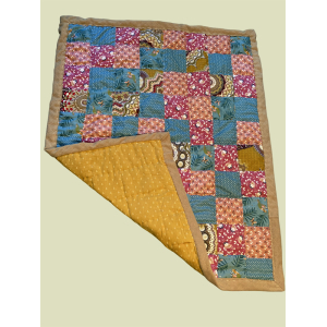 Babydeken quilt Pink Blue Ocre