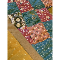 Babydeken quilt Pink Blue Ocre