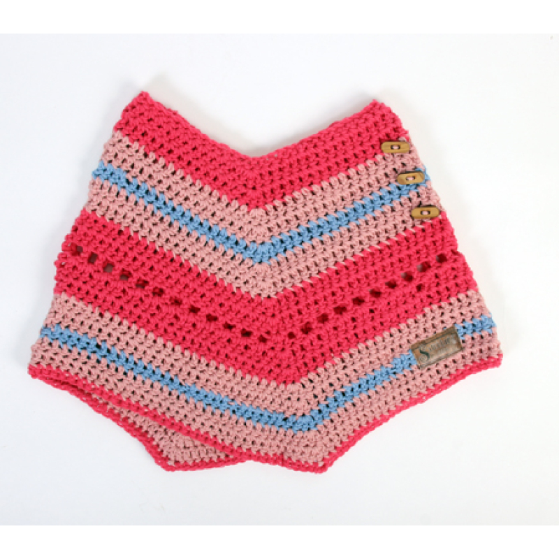 Poncho gehaakt rood 1-2 jaar