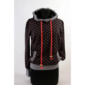 Hoodie "Darkblue Square Flower" maat S/M