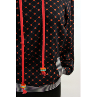 Hoodie "Darkblue Square Flower" maat S/M