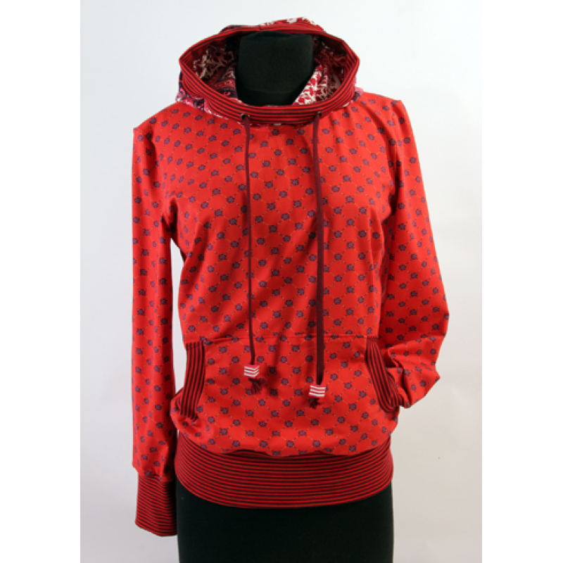 Hoodie "Coral Square Flower"