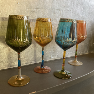 Handbeschilderde wijnglazen 4 stuks