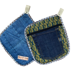 Pannenlap Denim Patchwork D set van 2 