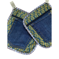 Pannenlap Denim Patchwork D set van 2 