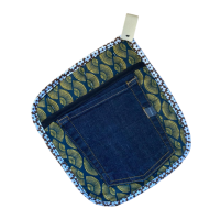 Pannenlap Denim Patchwork D set van 2 