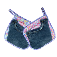 Pannenlap Denim Patchwork E set van 2 
