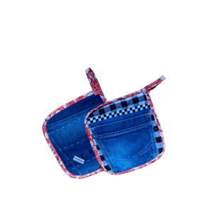 Pannenlap Denim Patchwork F set van 2 