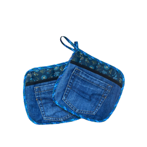 Pannenlap Denim Patchwork G set van 2 