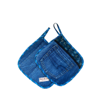 Pannenlap Denim Patchwork G set van 2 