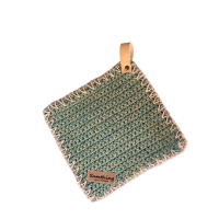 Pannenlap gehaakt zeegroen set van 2 stuks