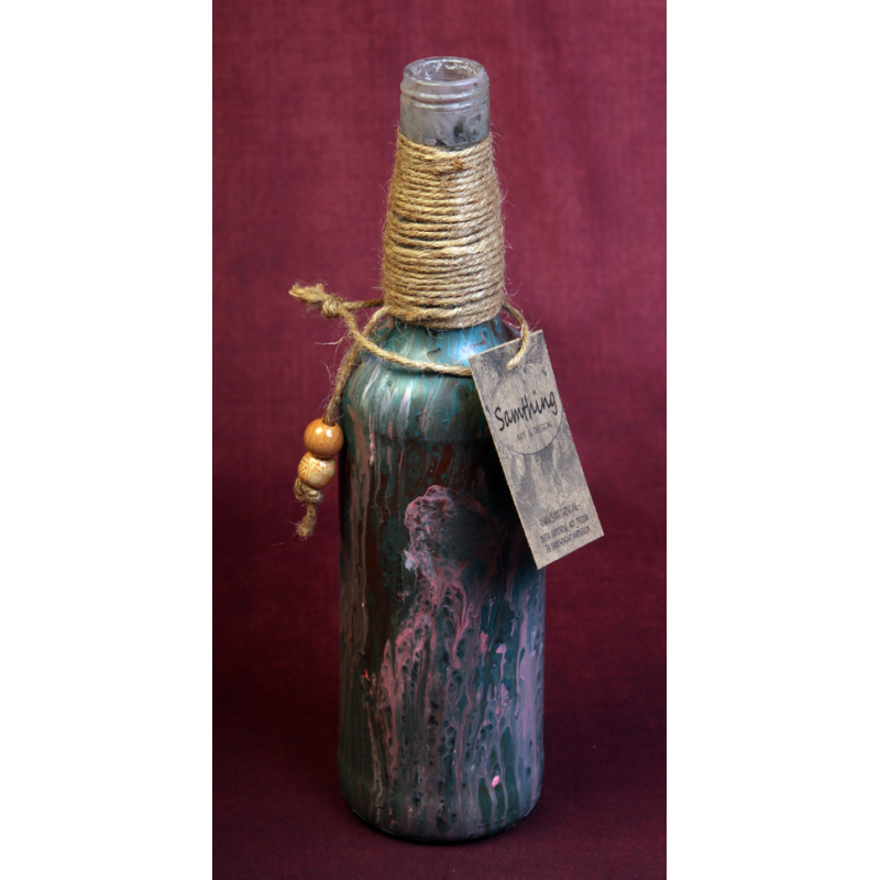 Decoratiefles Roze/turkoois