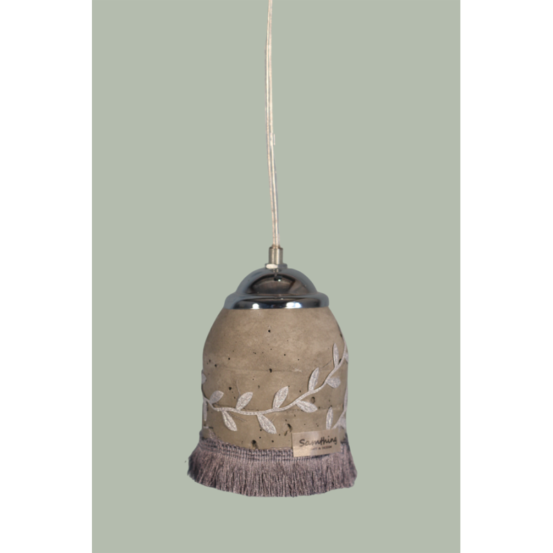 Hanglamp Beton zilver franje 75