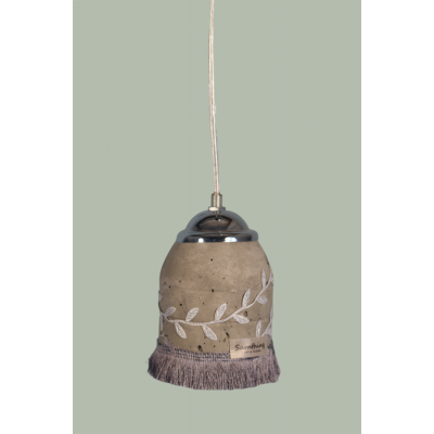 Hanglamp Beton zilver franje 75