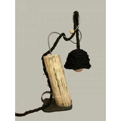 Lamp boomstam zwarte jute 85