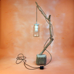 Lamp branch hooked old green 04