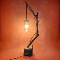 Lamp branch hooked old green 04