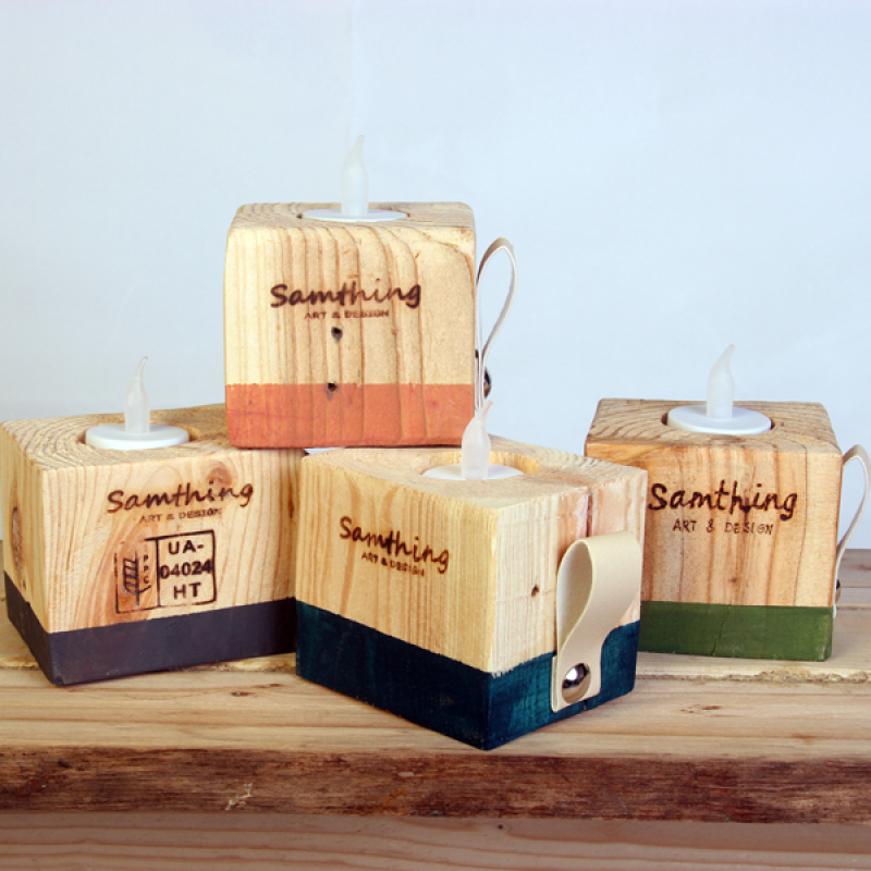 Waxinehouder van pallethout